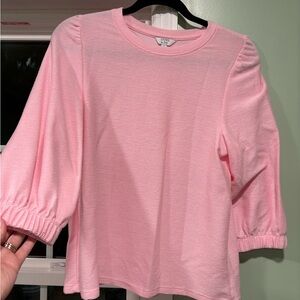 Crown & Ivy Light Pink Blouse with Puff Sleeves